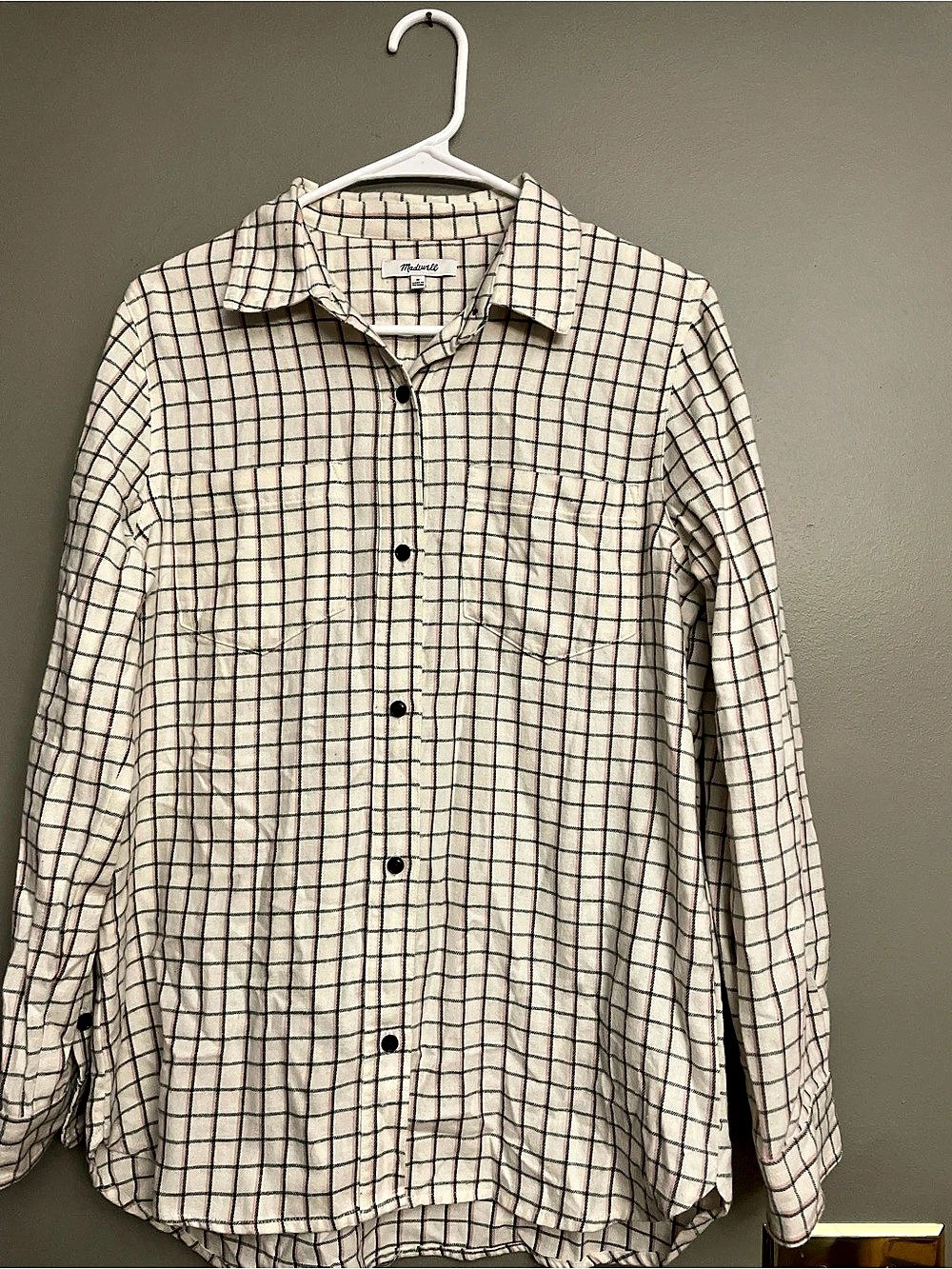 Madewell Ex-Boyfriend Shirt in Windowpane Plaid Windowpane Plaid Cream & Black